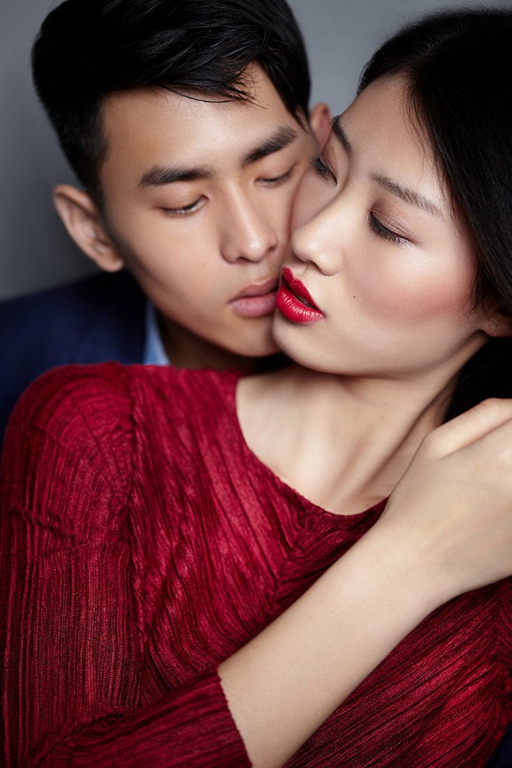 Jeremy and Xiaohe posing for a fashion lifestyle editorial. Shanghai photo studio specialized in lifestyle photography.