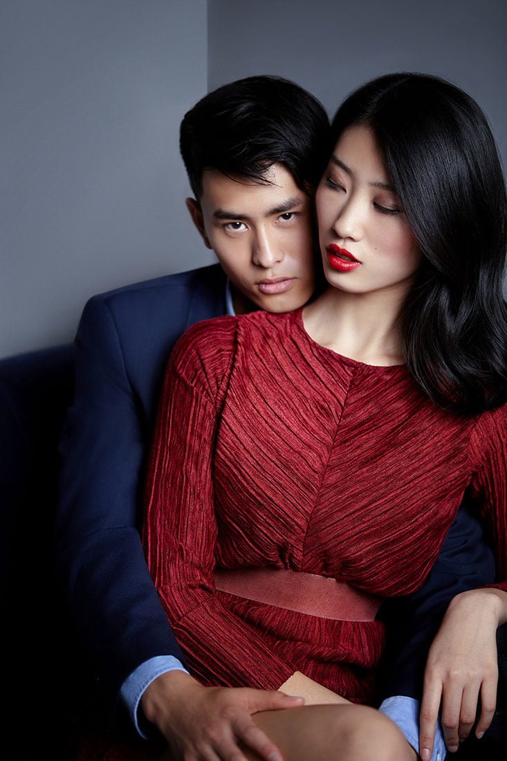 Jeremy and Xiaohe posing for a fashion lifestyle editorial. Shanghai photo studio specialized in lifestyle photography.