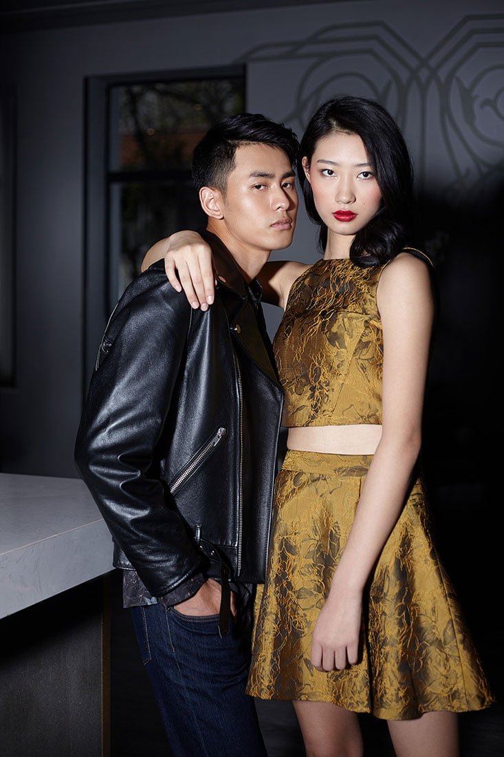 Jeremy and Xiaohe posing for a fashion lifestyle editorial. Shanghai photo studio specialized in lifestyle photography.