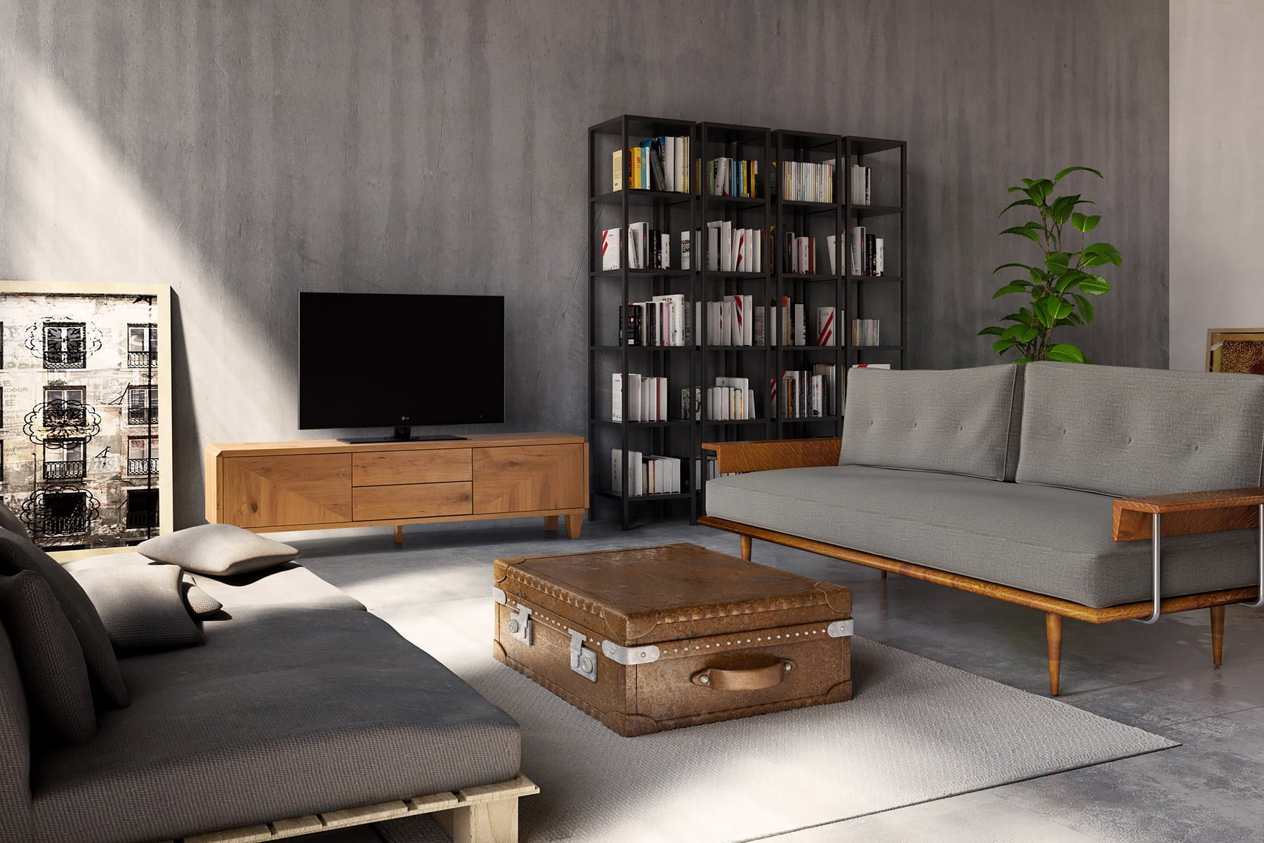 Kore Studios integrates 2D studio furniture photography shot on-location with a custom 3D background seamlessly.