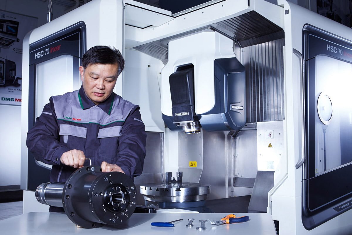 DMG Mori turning and milling precision machinery. Corporate and Industrial photography by Kore Studios, photo studio based in Shanghai, China.